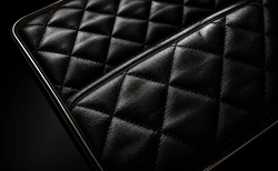 Premium black leather upholstery detail