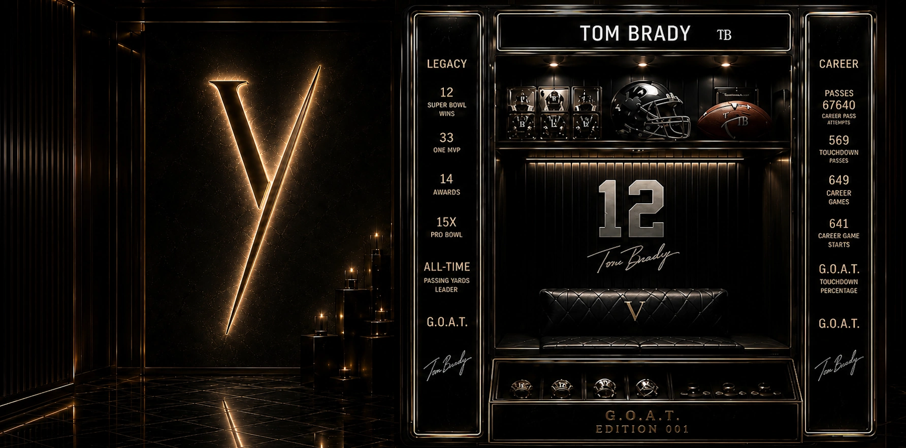 Premium IKON Vault hero display in a black, silver, and gold private collector environment