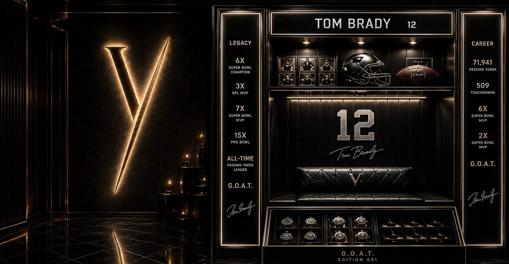 Premium IKON Vault hero display in a black, silver, and gold private collector environment