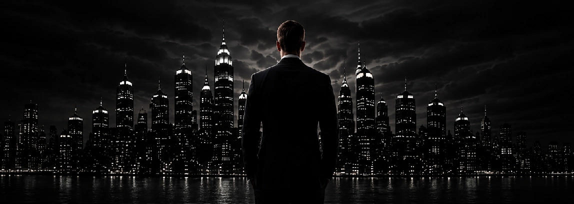 A legacy builder overlooking a dramatic city skyline