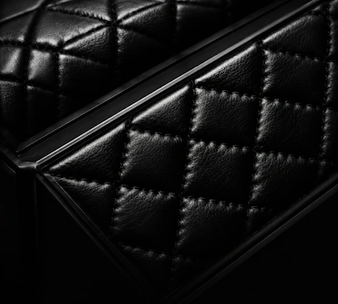 Premium black leather upholstery detail